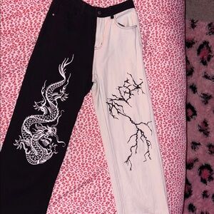 Black and white jeans